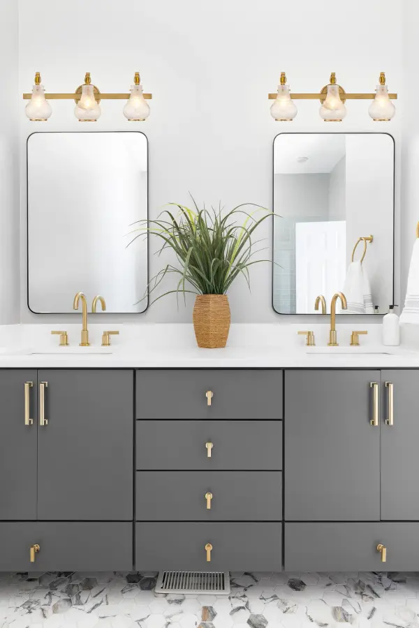 Adams 3-Light Bathroom Vanity Light in Warm Brass - Image 6