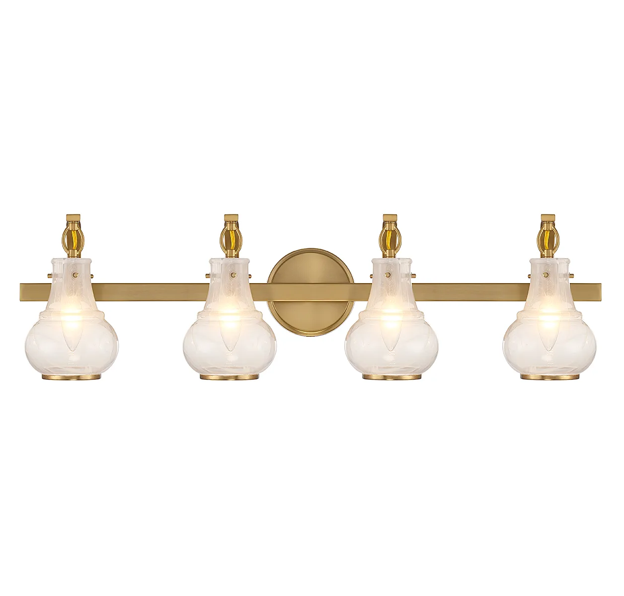 Adams Four Light Bathroom Vanity in Warm Brass