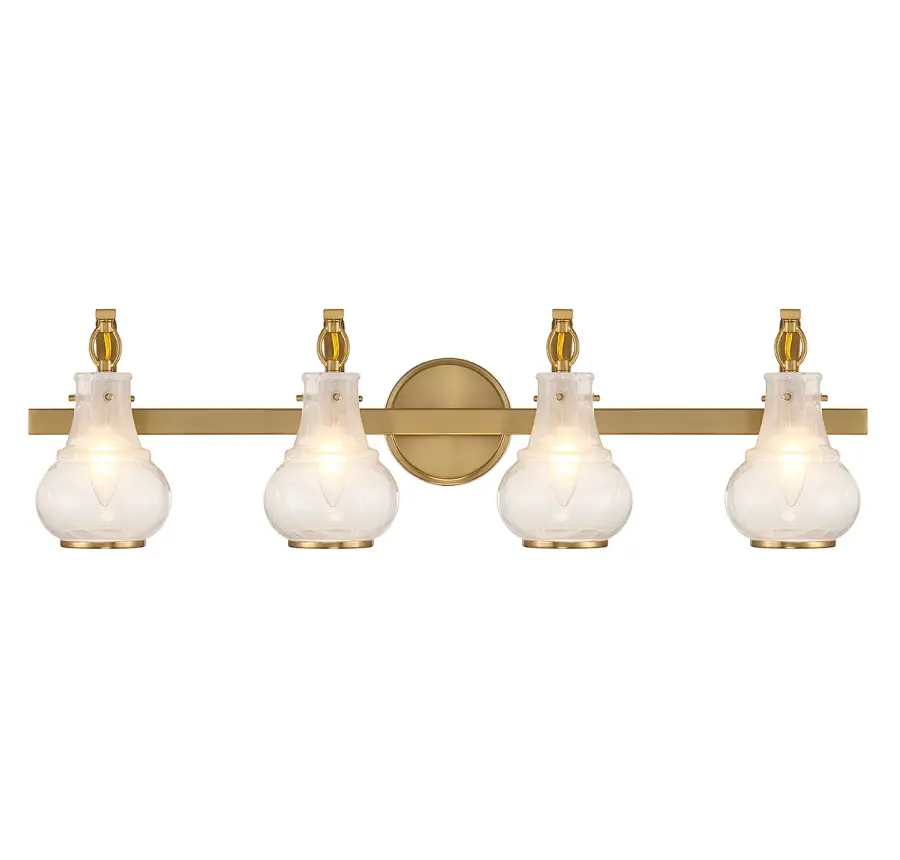 Adams 4-Light Bathroom Vanity Light in Warm Brass - Image 1
