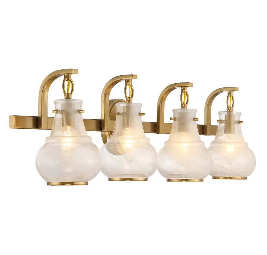 Adams 4-Light Bathroom Vanity Light in Warm Brass - Image 2