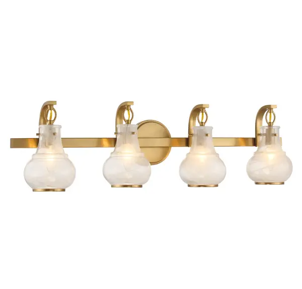 Adams 4-Light Bathroom Vanity Light in Warm Brass - Image 4