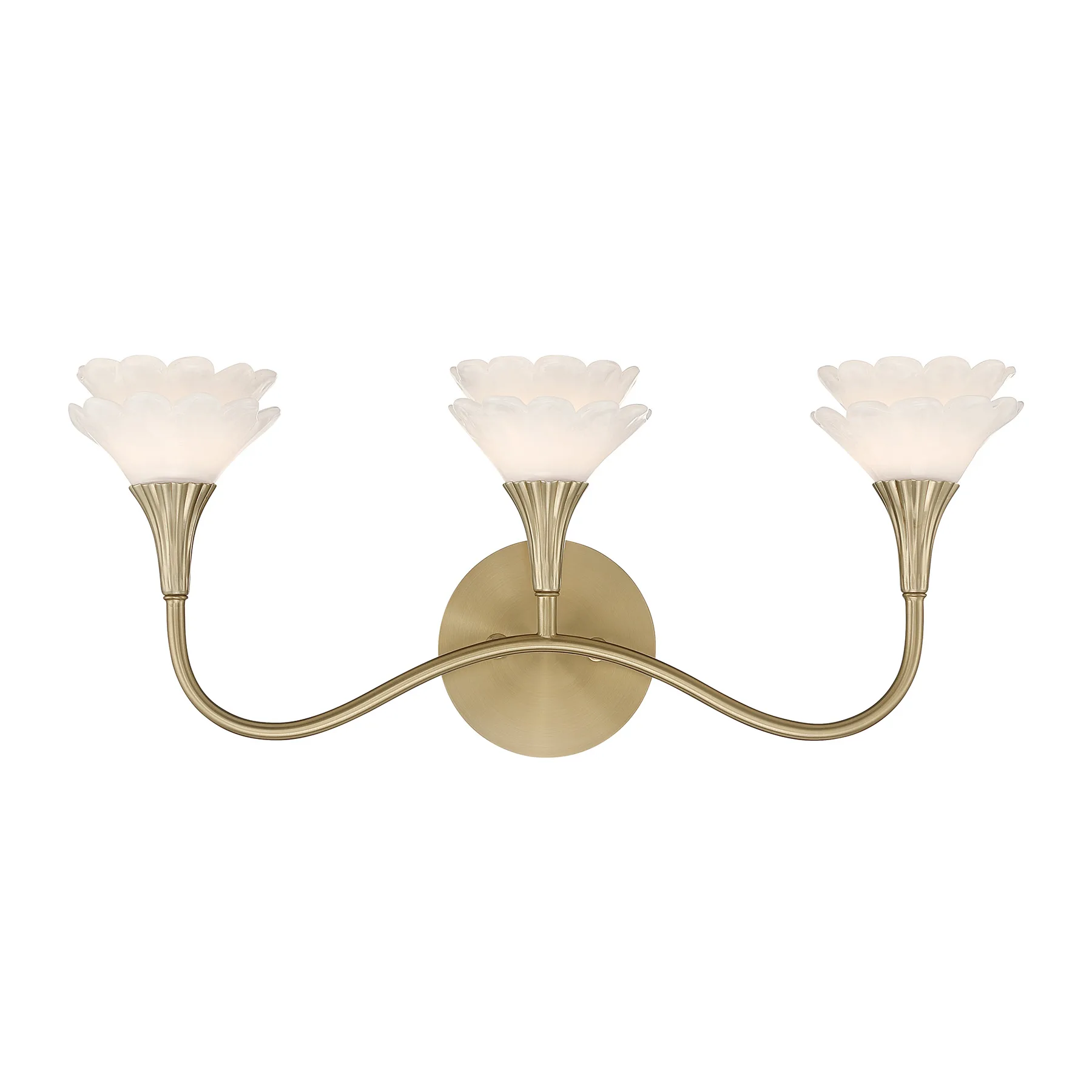 Florena Three Light Bathroom Vanity in Noble Brass