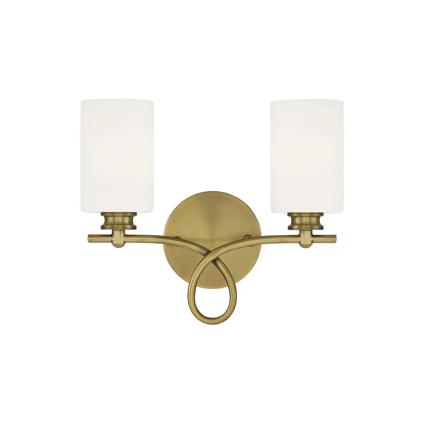 Woodbury 2-Light Bathroom Vanity Light in Warm Brass - Image 1