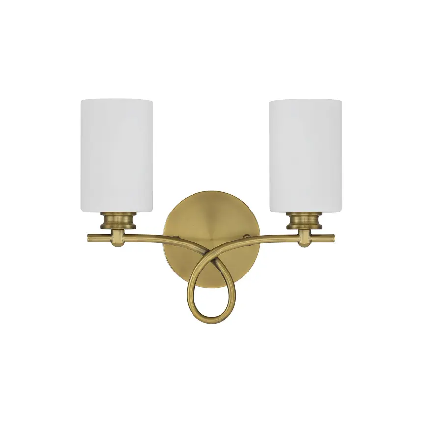 Woodbury 2-Light Bathroom Vanity Light in Warm Brass - Image 2