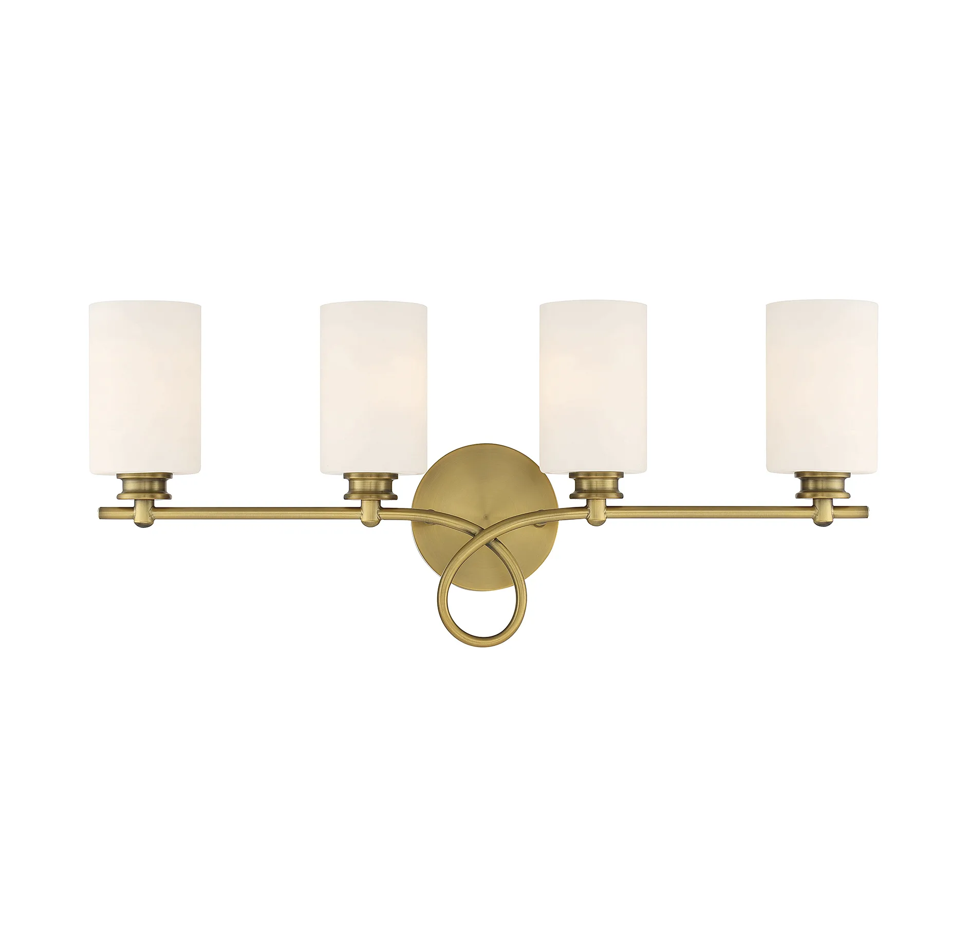 Woodbury Four Light Bath Bar in Warm Brass