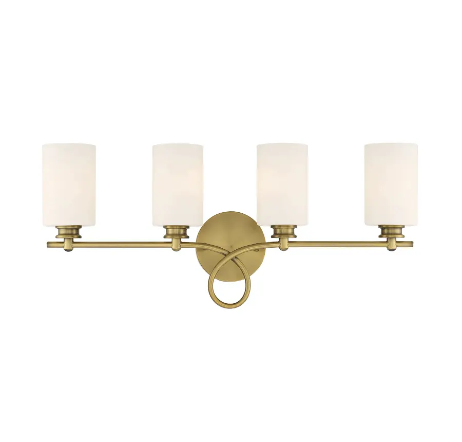 Woodbury 4-Light Bathroom Vanity Light in Warm Brass - Image 1