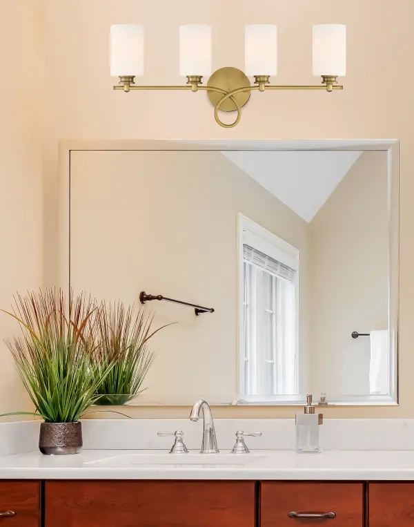 Woodbury 4-Light Bathroom Vanity Light in Warm Brass - Image 7