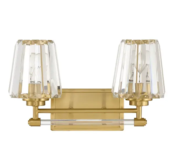 Garnet Two Light Bathroom Vanity in Warm Brass - Image 2