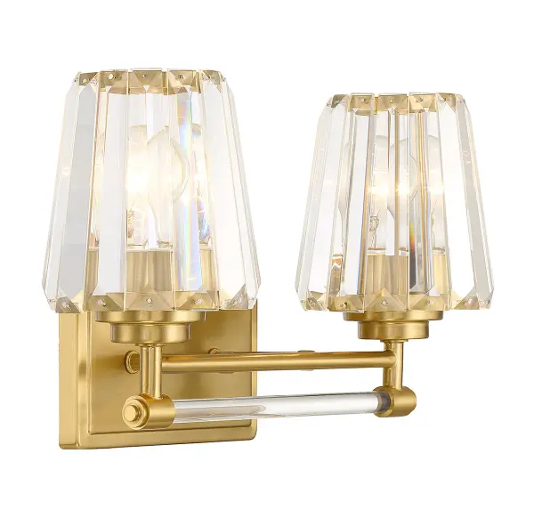 Garnet Two Light Bathroom Vanity in Warm Brass - Image 4