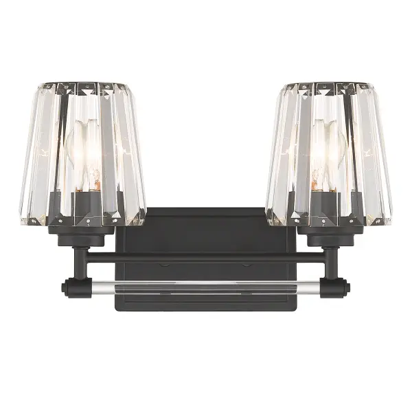 Garnet 2-Light Bathroom Vanity Light in Matte Black