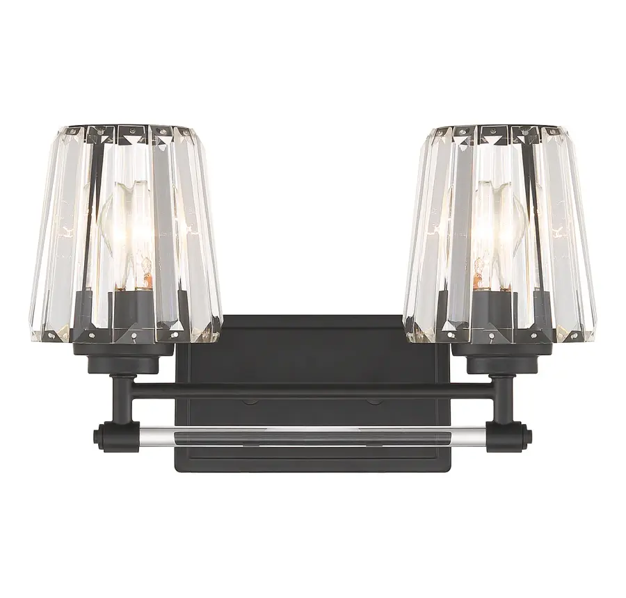 Garnet 2-Light Bathroom Vanity Light in Matte Black - Image 1