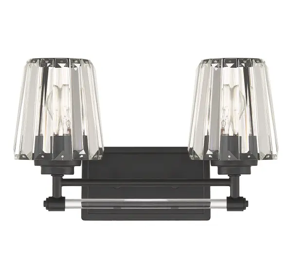 Garnet 2-Light Bathroom Vanity Light in Matte Black - alternate view