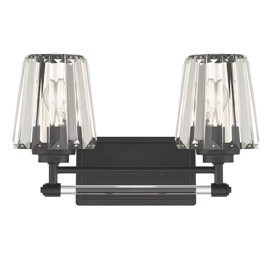 Garnet 2-Light Bathroom Vanity Light in Matte Black - Image 2