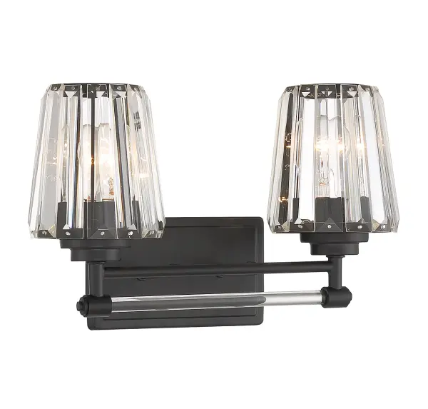 Garnet 2-Light Bathroom Vanity Light in Matte Black - Image 3