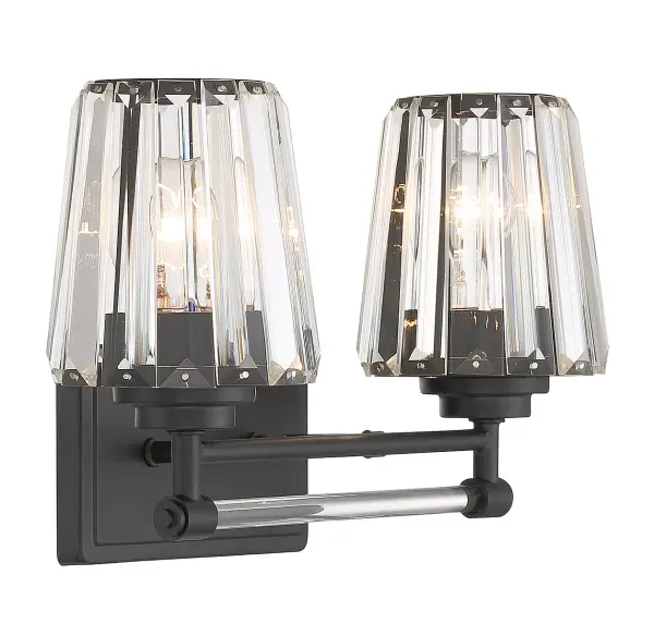 Garnet 2-Light Bathroom Vanity Light in Matte Black - Image 4