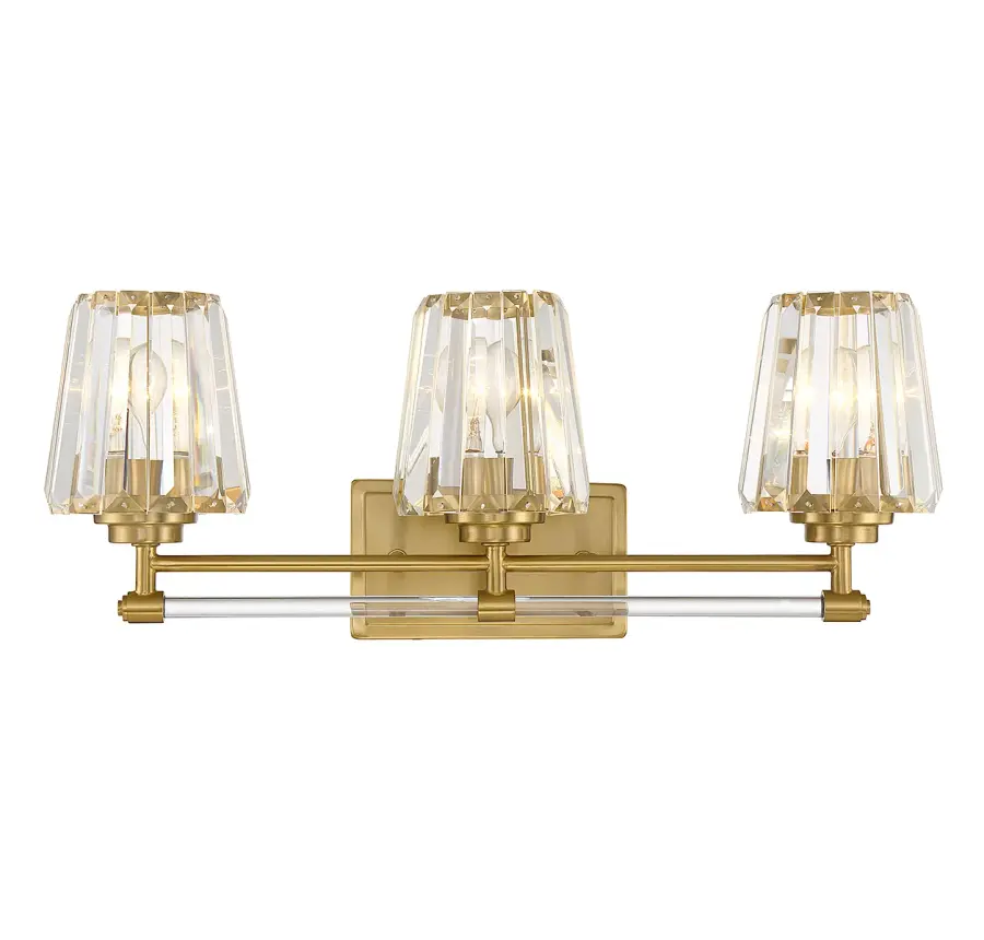 Garnet Three Light Bathroom Vanity in Warm Brass - Image 1