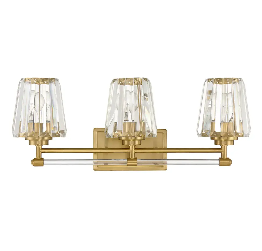 Garnet Three Light Bathroom Vanity in Warm Brass - Image 2