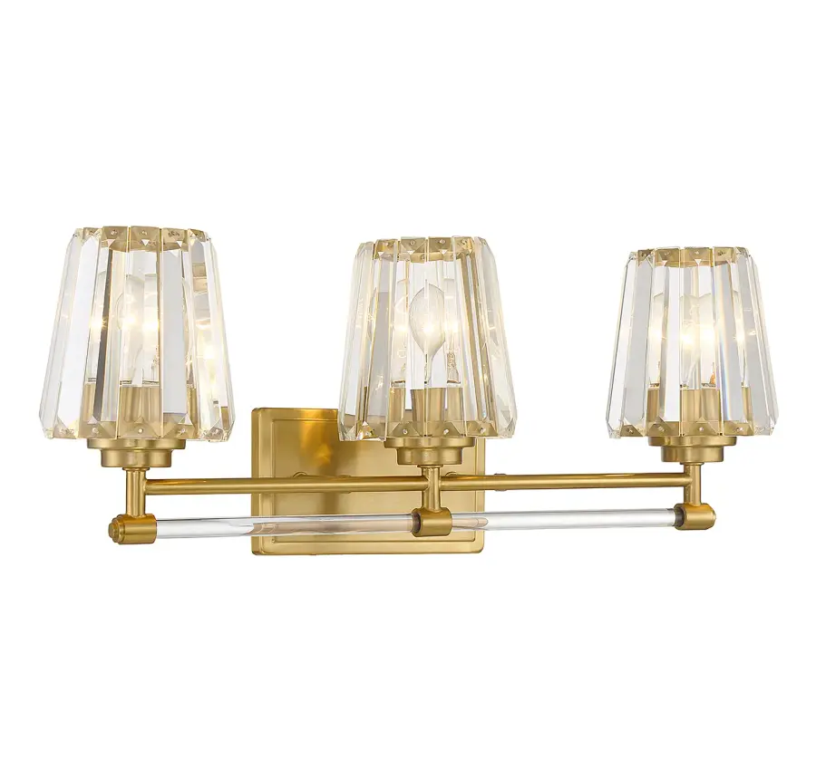 Garnet Three Light Bathroom Vanity in Warm Brass - Image 3