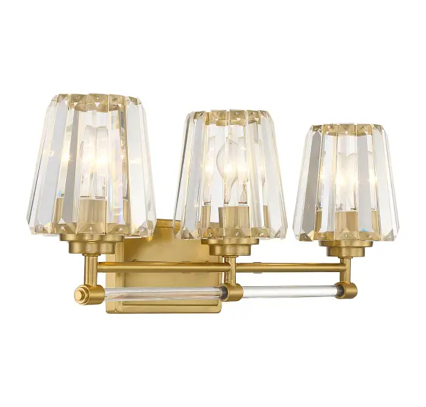 Garnet Three Light Bathroom Vanity in Warm Brass - Image 4