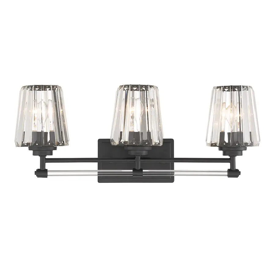 Garnet 3-Light Bathroom Vanity Light in Matte Black - Image 1