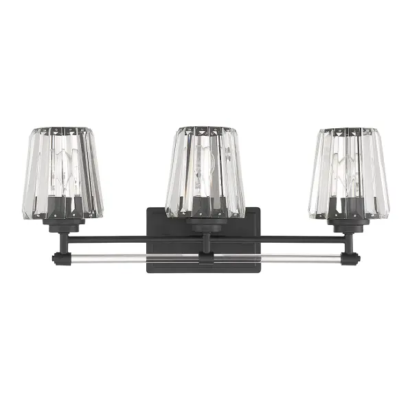 Garnet 3-Light Bathroom Vanity Light in Matte Black - alternate view