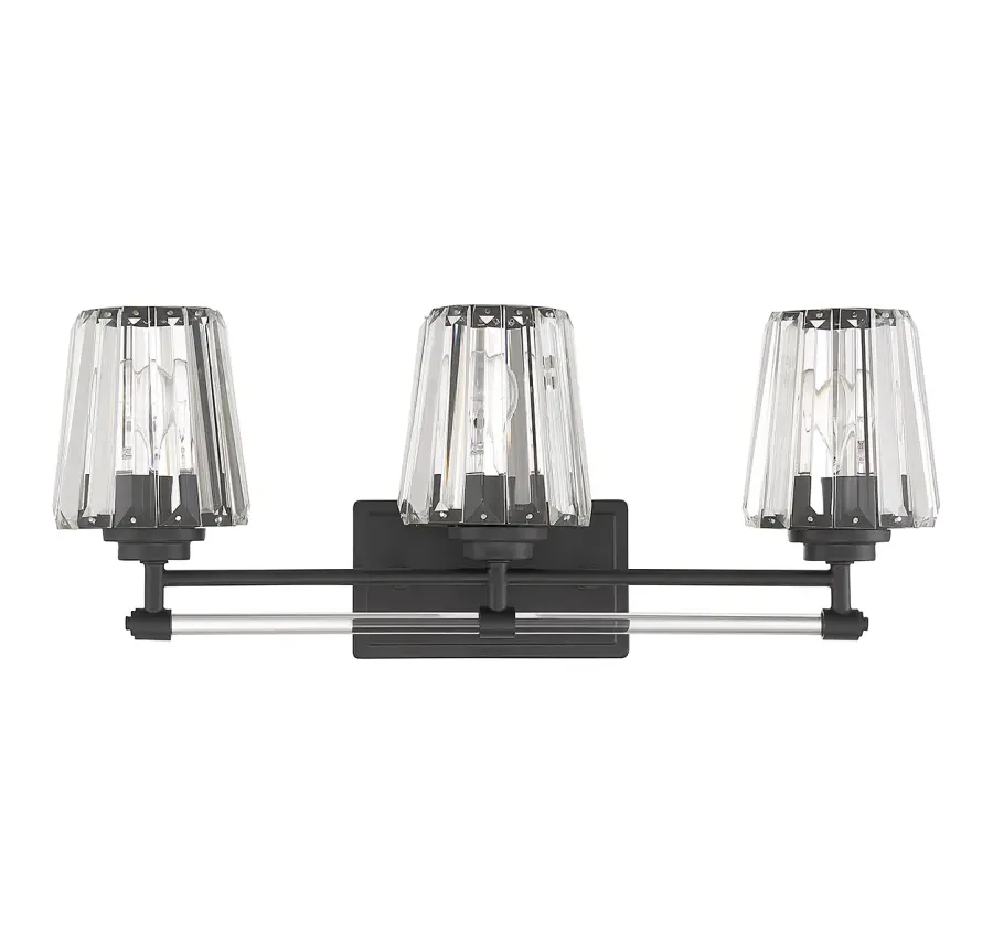 Garnet 3-Light Bathroom Vanity Light in Matte Black - Image 2