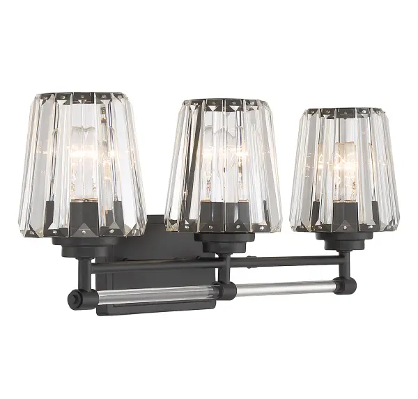 Garnet 3-Light Bathroom Vanity Light in Matte Black - Image 4