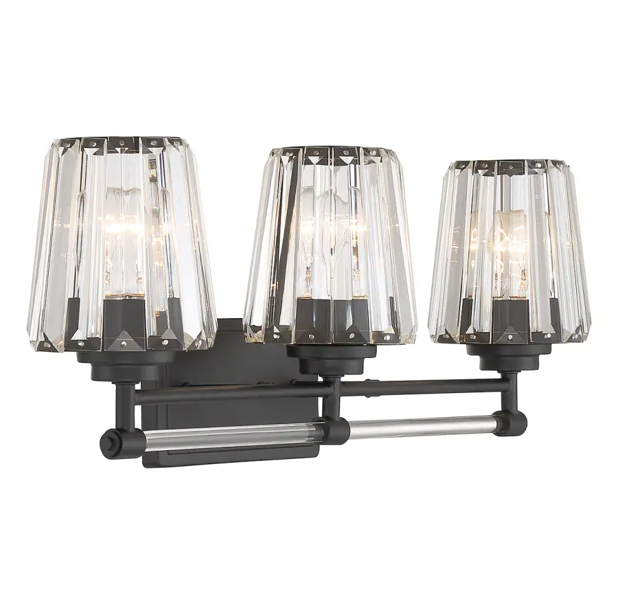 Garnet 3-Light Bathroom Vanity Light in Matte Black - Image 4