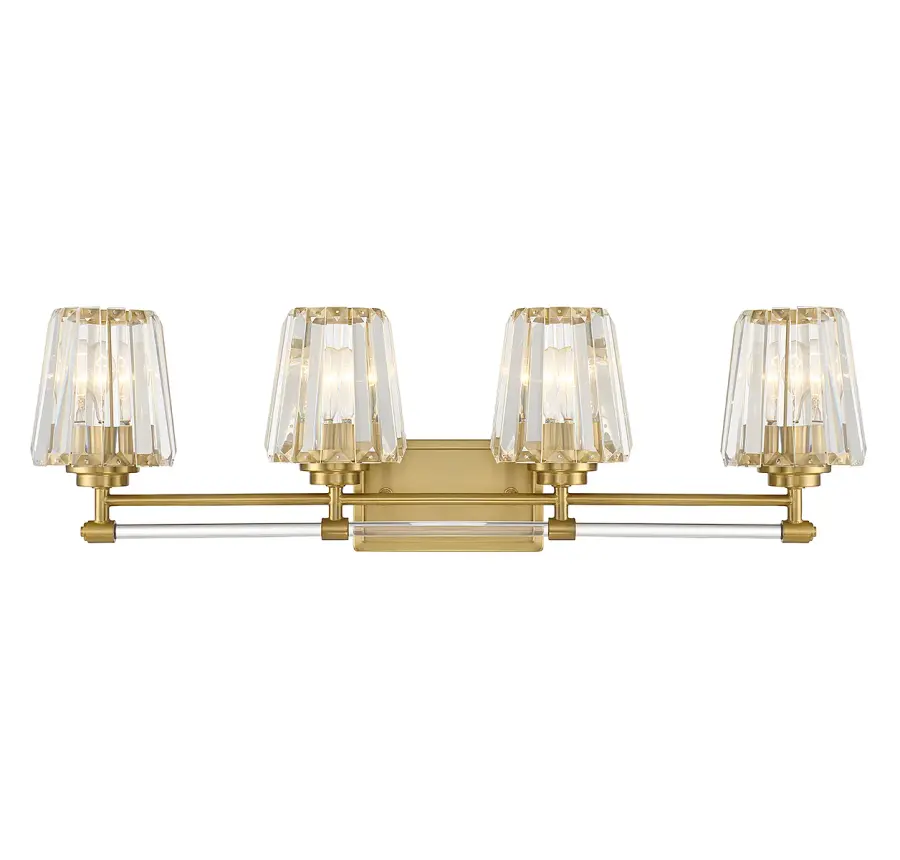 Garnet Four Light Bathroom Vanity in Warm Brass - Image 1