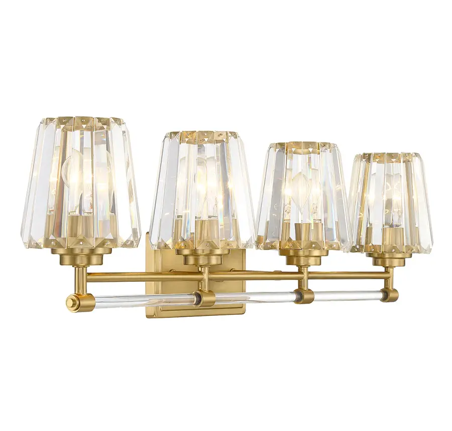 Garnet Four Light Bathroom Vanity in Warm Brass - Image 4