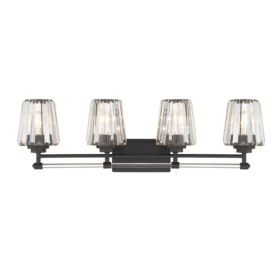 Garnet 4-Light Bathroom Vanity Light in Matte Black - Image 1
