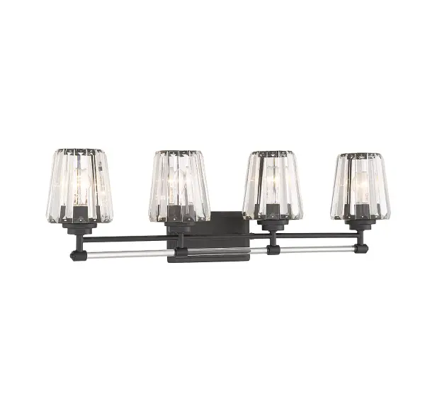 Garnet 4-Light Bathroom Vanity Light in Matte Black - Image 3