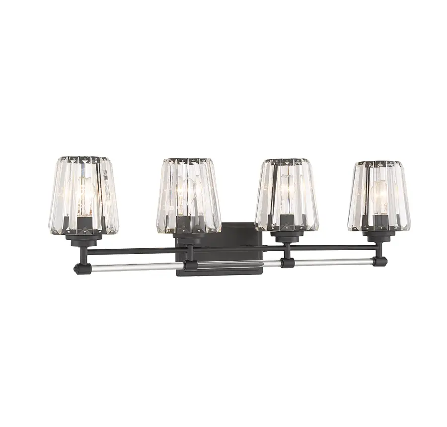 Garnet 4-Light Bathroom Vanity Light in Matte Black - Image 3
