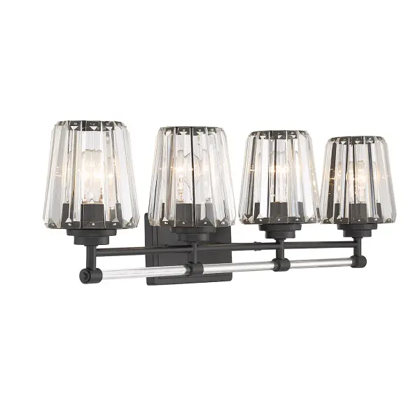 Garnet 4-Light Bathroom Vanity Light in Matte Black - Image 4
