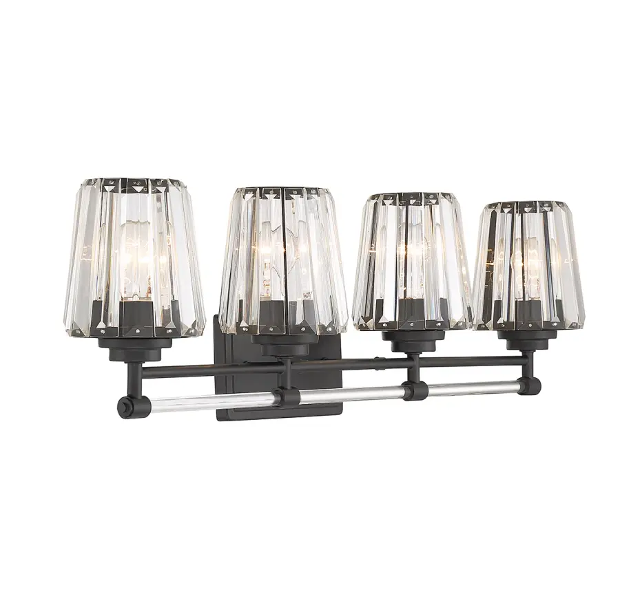Garnet 4-Light Bathroom Vanity Light in Matte Black - Image 4
