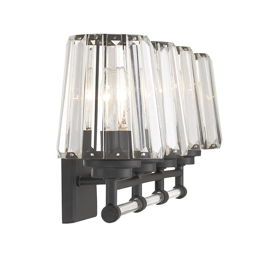 Garnet 4-Light Bathroom Vanity Light in Matte Black - Image 5