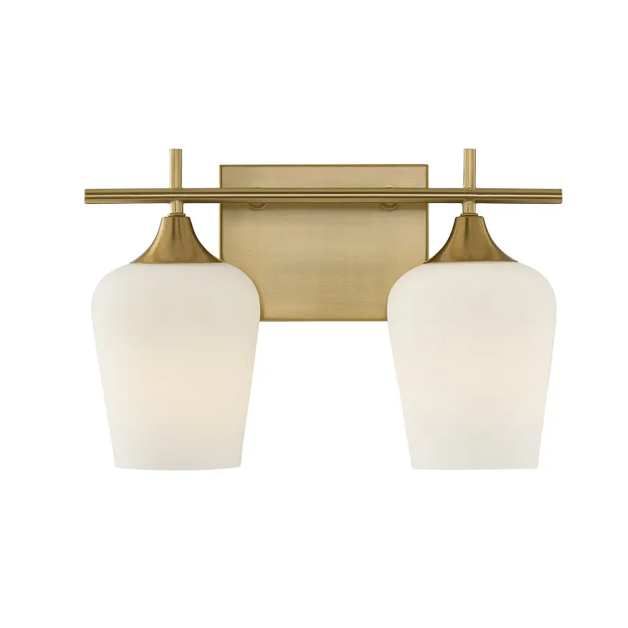 Octave 2-Light Bathroom Vanity Light in Warm Brass - Image 1