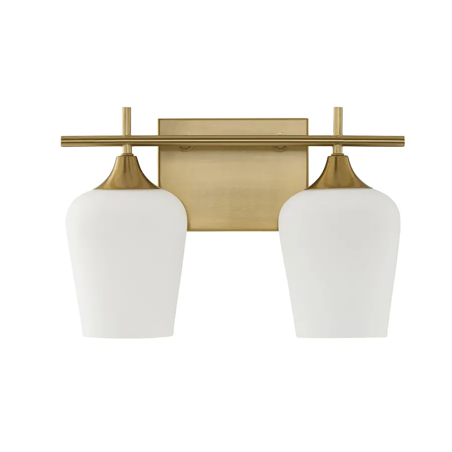 Octave 2-Light Bathroom Vanity Light in Warm Brass - Image 2