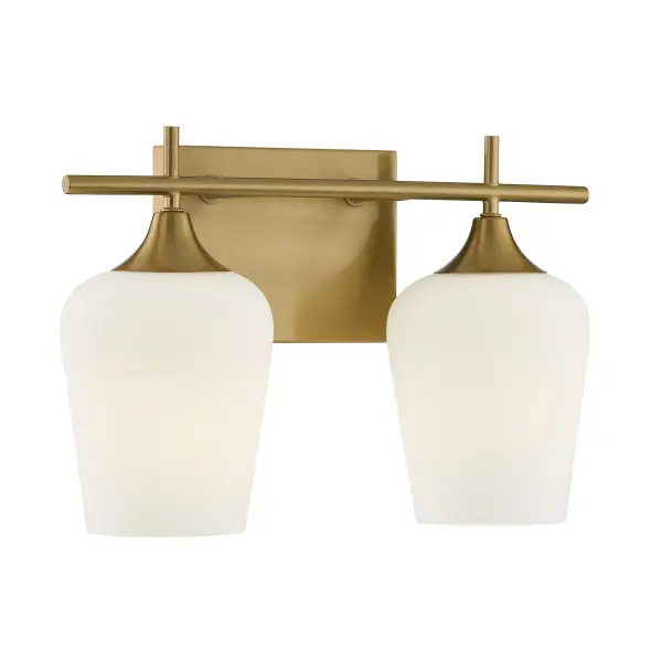 Octave 2-Light Bathroom Vanity Light in Warm Brass - Image 3