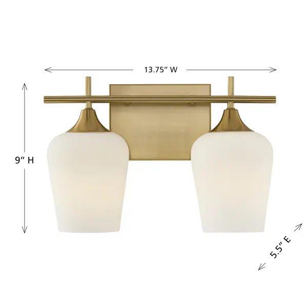 Octave 2-Light Bathroom Vanity Light in Warm Brass - Image 6