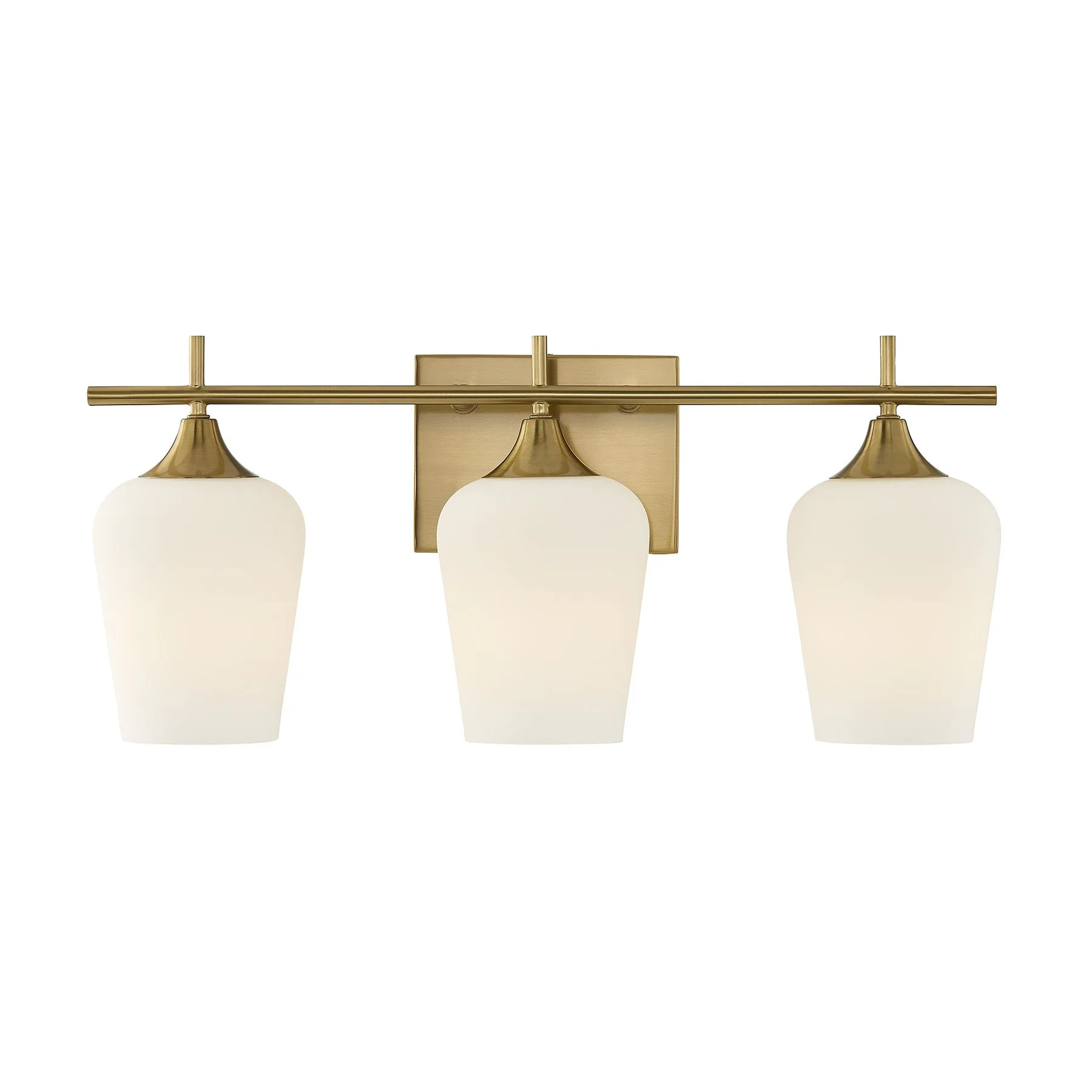 Octave Three Light Bathroom Vanity in Warm Brass