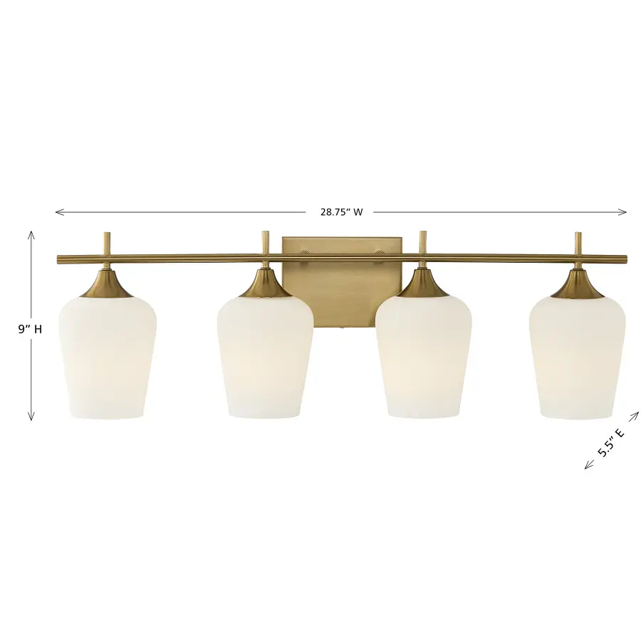 Octave 4-Light Bathroom Vanity Light in Warm Brass - Image 6