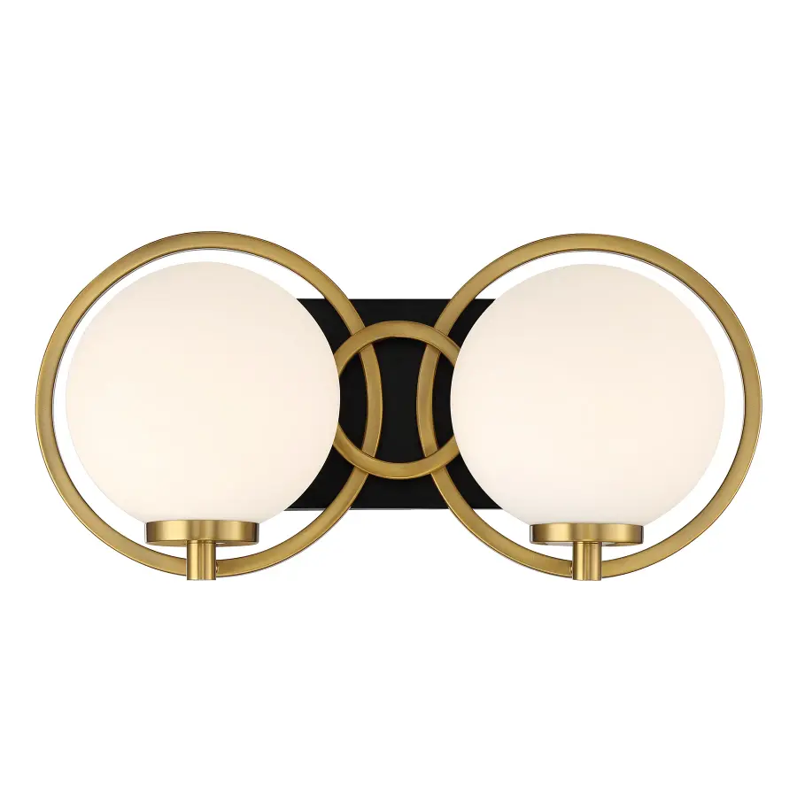 Alhambra 2-Light Bathroom Vanity Light in Matte Black with Warm Brass - Image 1