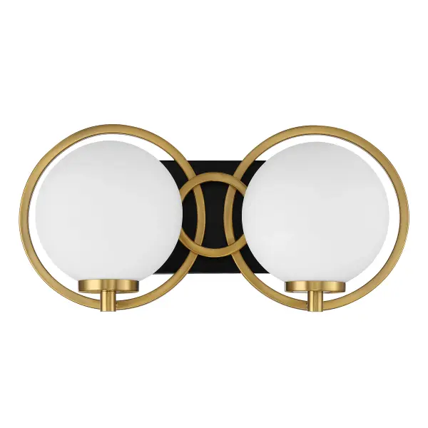 Alhambra 2-Light Bathroom Vanity Light in Matte Black with Warm Brass - alternate view