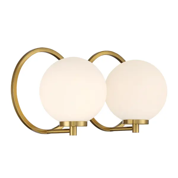 Alhambra 2-Light Bathroom Vanity Light in Matte Black with Warm Brass - Image 4