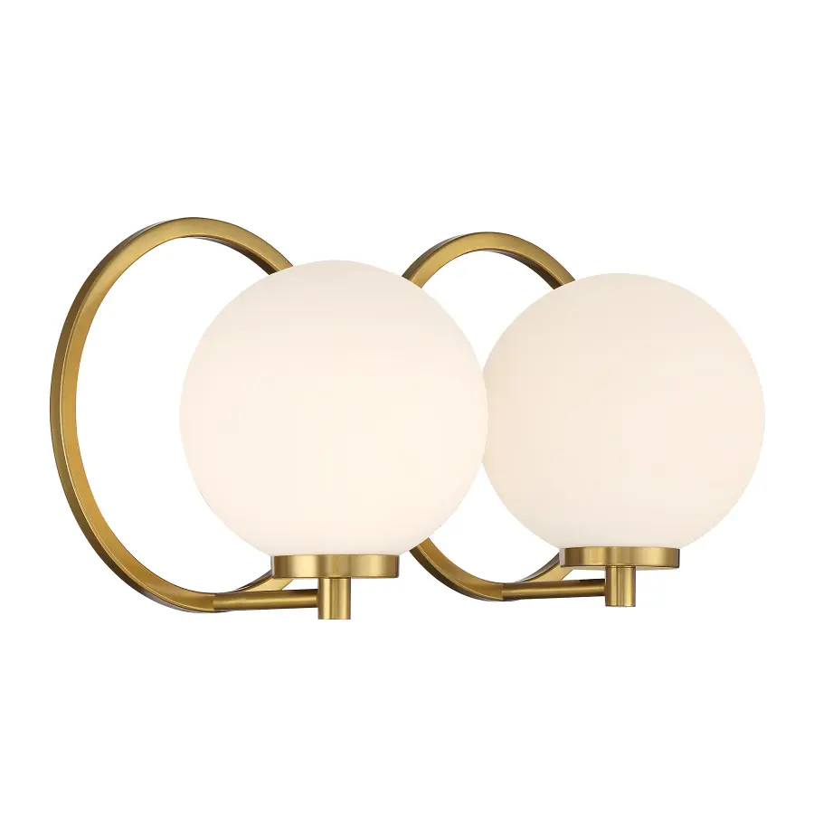 Alhambra 2-Light Bathroom Vanity Light in Matte Black with Warm Brass - Image 4