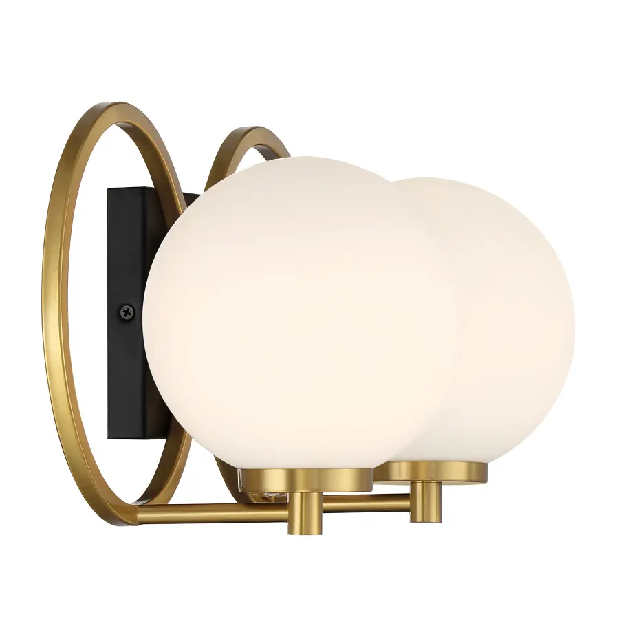 Alhambra 2-Light Bathroom Vanity Light in Matte Black with Warm Brass - Image 5
