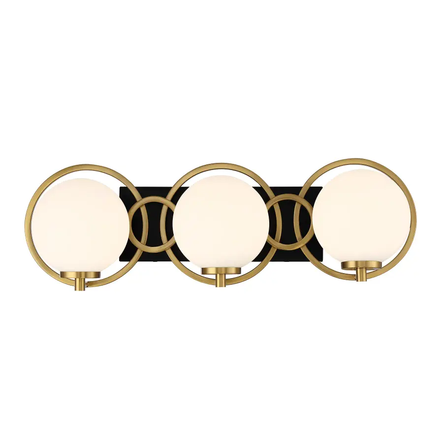 Alhambra 3-Light Bathroom Vanity Light in Matte Black with Warm Brass - Image 1
