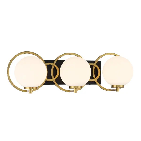 Alhambra 3-Light Bathroom Vanity Light in Matte Black with Warm Brass - Image 3
