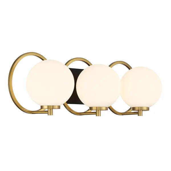 Alhambra 3-Light Bathroom Vanity Light in Matte Black with Warm Brass - Image 4